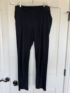 Athleta Brooklyn Ankle Pant Size 14 Tall Navy Blue 31” Inseam Side Slit Stretch